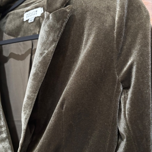 WOMENS MOLLY BRACKEN OLIVE VELVET BLAZER - Picture 3 of 6